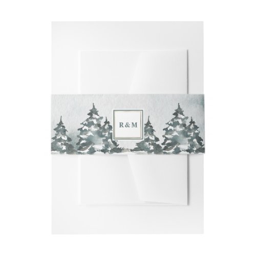 Winter Wonderland  Snowy Trees Invitation Belly Band