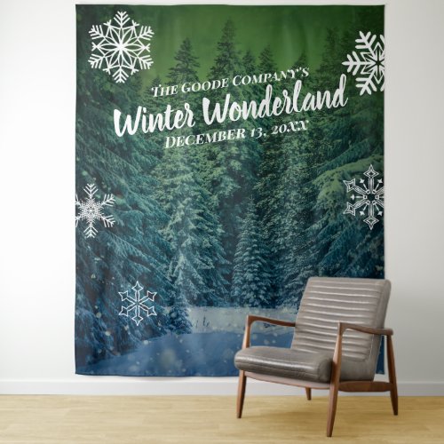 Winter Wonderland Snowy Trees   Party Backdrop