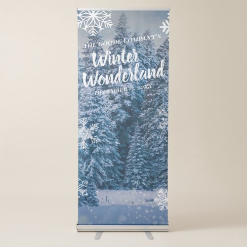 Winter Wonderland Snowy Trees   Party Backdrop Retractable Banner