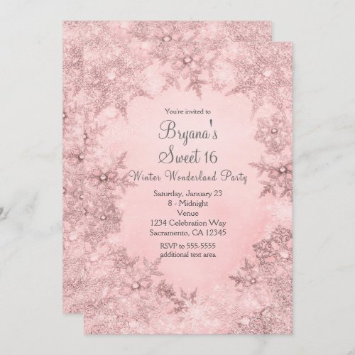 Winter Wonderland Soft Pink Snowflakes Invitation