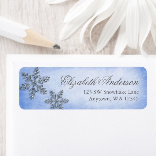 Winter Wonderland Sparkle Snowflake Address Labels | Zazzle