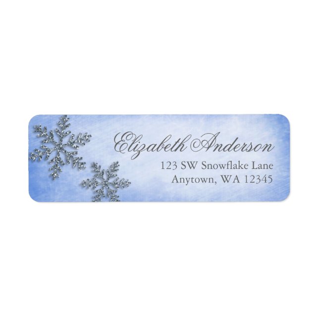 Winter Wonderland Sparkle Snowflake Address Labels (Front)