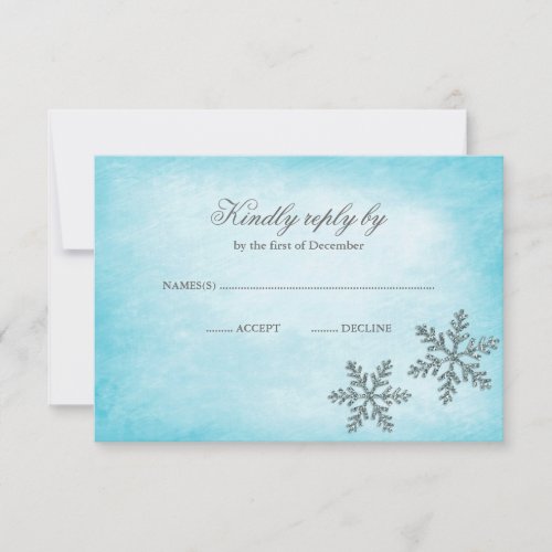 Winter Wonderland Sparkle Snowflakes Teal RSVP
