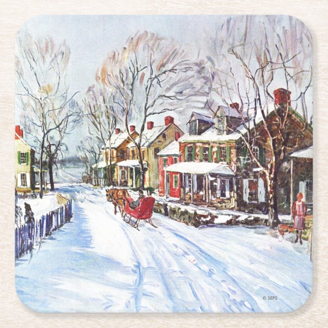 Winter Wonderland Square Paper Coaster (Front)