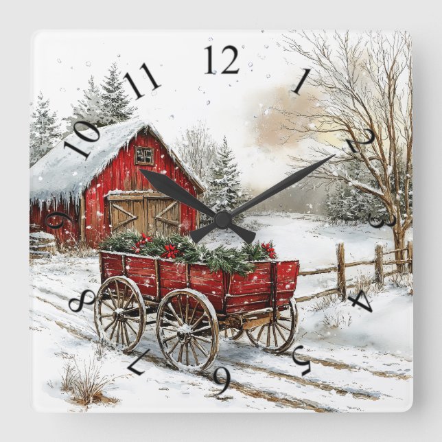 Winter Wonderland Square Wall Clock (Front)