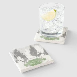 Winter Wonderland Stone Coaster - Green