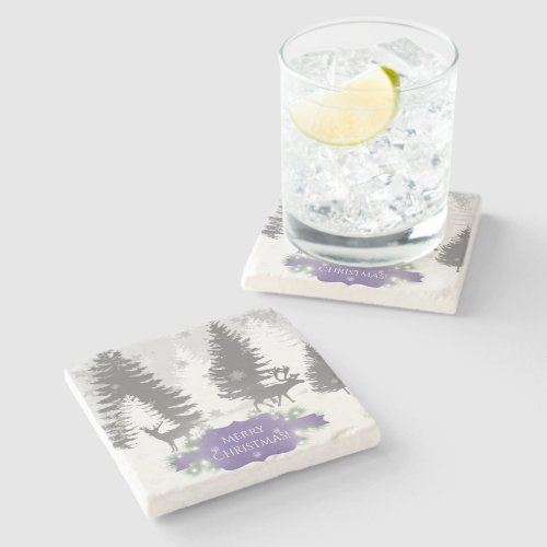 Winter Wonderland Stone Coaster _ Purple