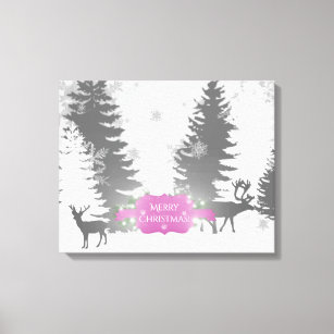 Winter Wonderland Stretched Canvas Print - Magenta