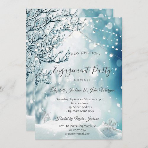 Winter Wonderland String Lights Engagement Invitation
