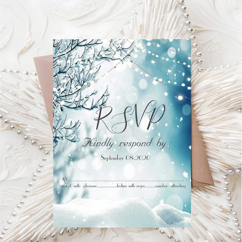 Winter Wonderland String Lights RSVP Invitation