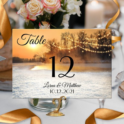 Winter Wonderland String Lights Table Number Card