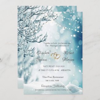 Winter Wonderland, String Lights Wedding Invitation
