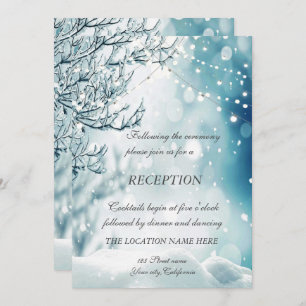 Winter Wonderland, String Lights Wedding Reception Invitation