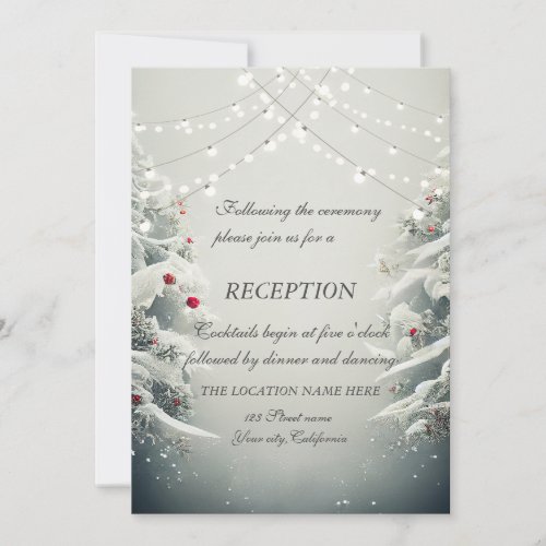 Winter WonderlandString Lights Wedding Reception Invitation