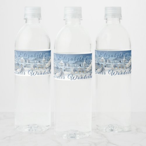 Winter Wonderland Sweet 16 Quinceanera Bat Mitzvah Water Bottle Label