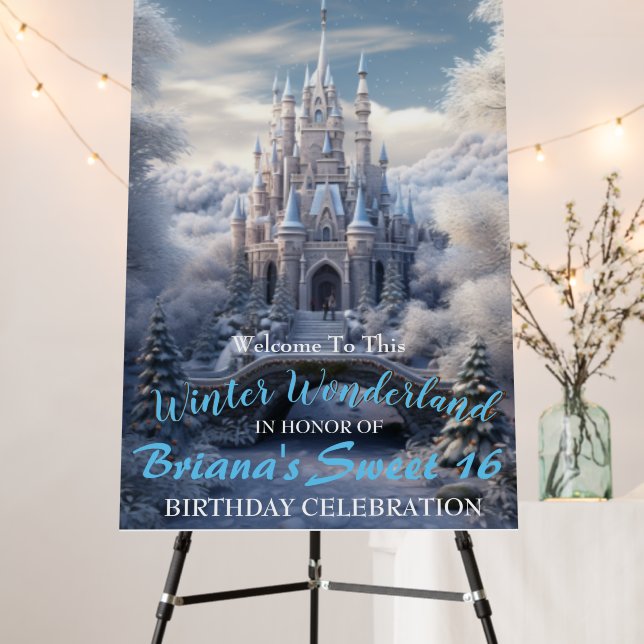 Winter Wonderland Sweet 16 Welcome Sign (In Situ (Stand))