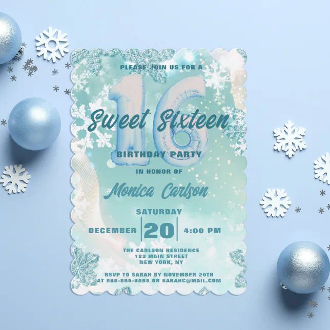 Winter Wonderland Sweet Sixteen Birthday Invitation | Zazzle