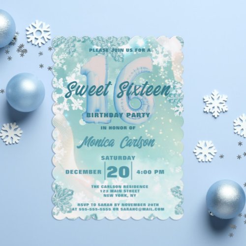 Winter Wonderland Sweet Sixteen Birthday Invitation