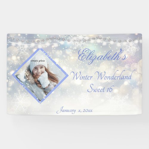 Winter Wonderland Sweet Sixteen Diamonds Sparkle Banner