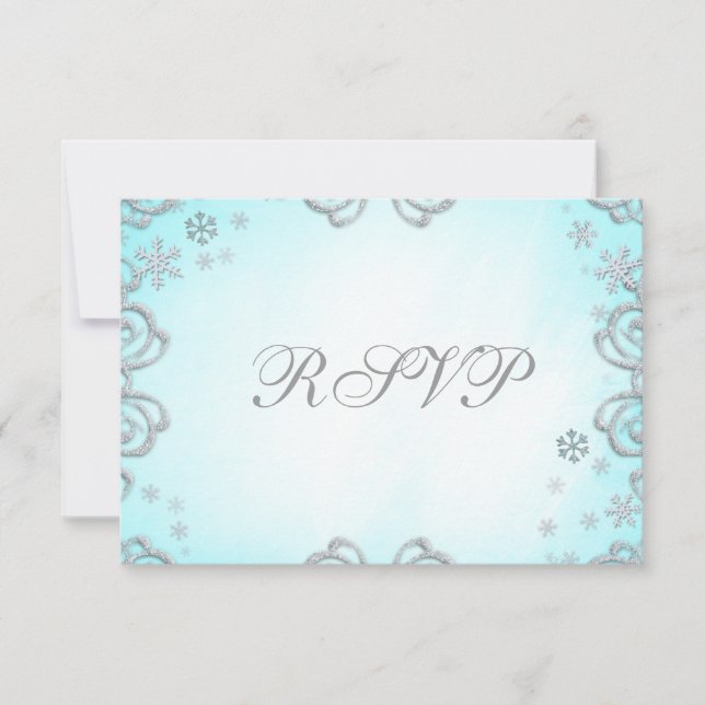 Winter Wonderland Swirl Snowflakes RSVP Card (Front)
