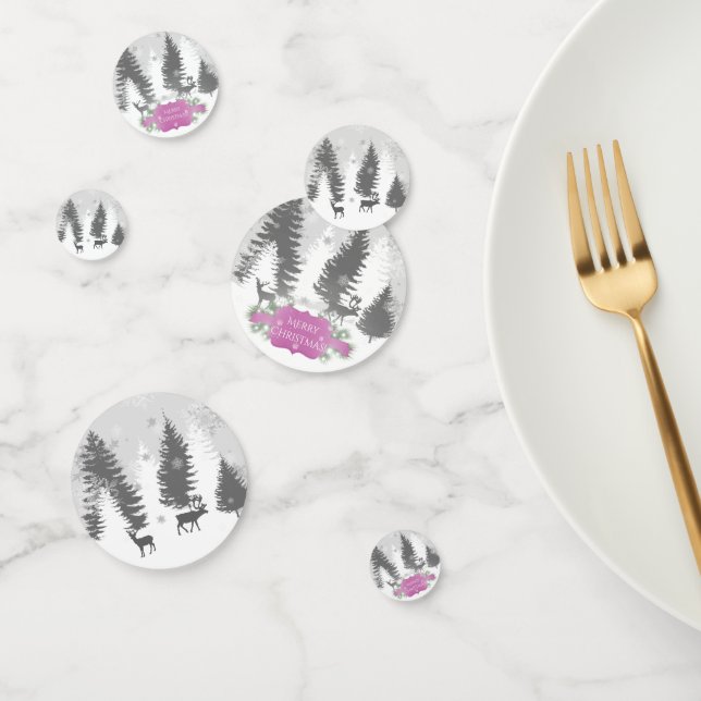 Winter Wonderland Table Confetti - Magenta (Group)