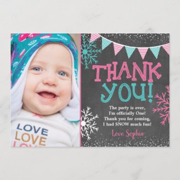 Winter Wonderland Thank You Card | Birthday Party by PuggyPrints at Zazzle