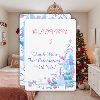 Winter Wonderland Thank You Card, Snowman Forest Card