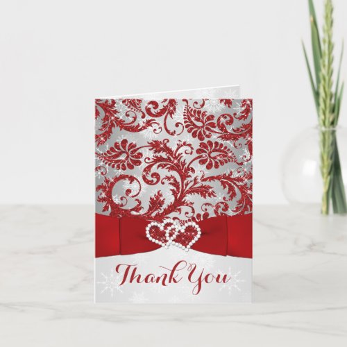 Winter Wonderland Thank You Note Card _ Red