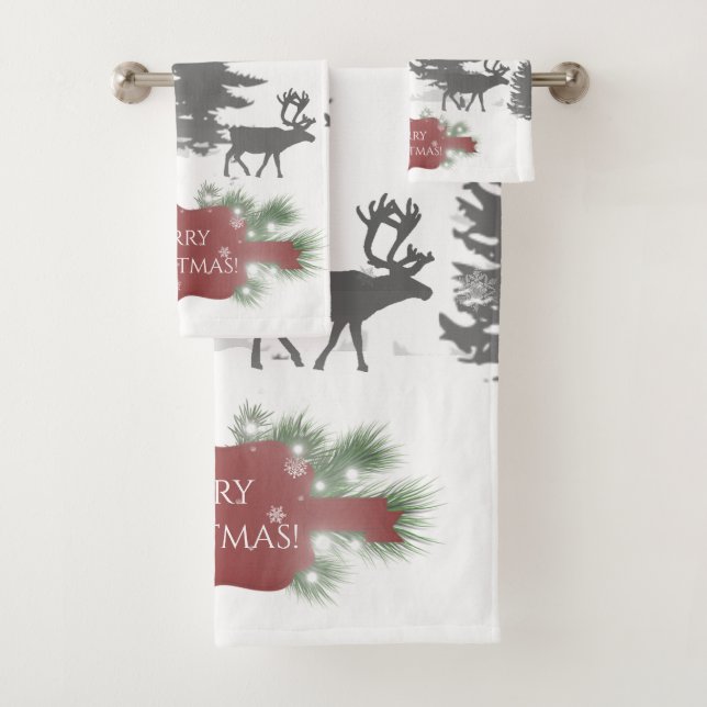 Winter Wonderland Towel Set - Red (Insitu)