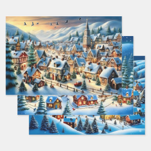 Winter Wonderland Towns Christmas Wrapping Paper 