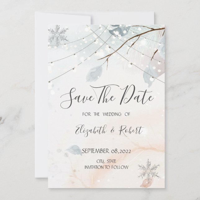 Winter Wonderland,Tree Branch Save The Date (Front)