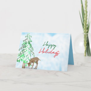 Winter Wonderland Tree & Deer Holiday Card