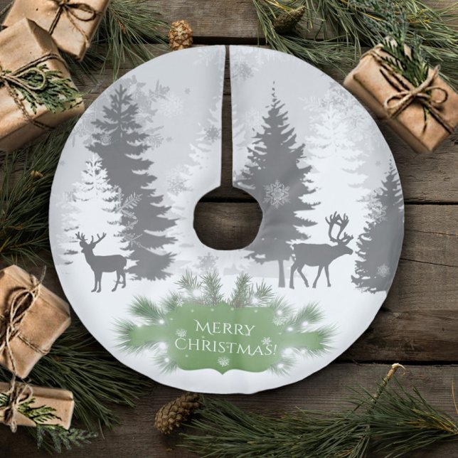 Winter Wonderland Tree Skirt - Green (Green Winter Wonderland Christmas Tree Skirt)