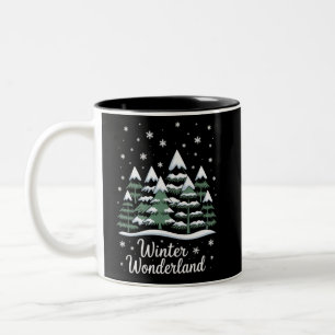 Winter Wonderland Trees Christmas Family Crew Two-Tone Coffee Mug