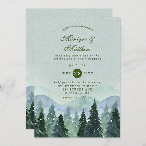 Winter Wonderland Trees Scenery Wedding Invitation