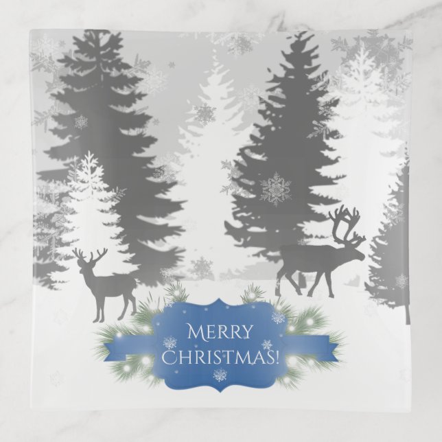 Winter Wonderland Trinket Tray - Blue (Front)