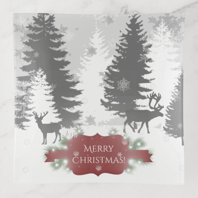 Winter Wonderland Trinket Tray - Red (Front)