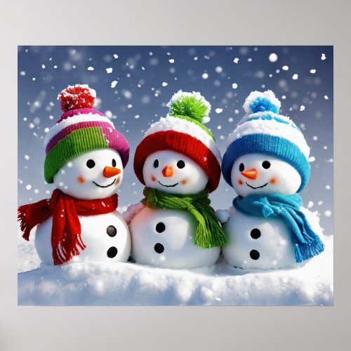 Winter Wonderland Trio 3D Snowmen Poster