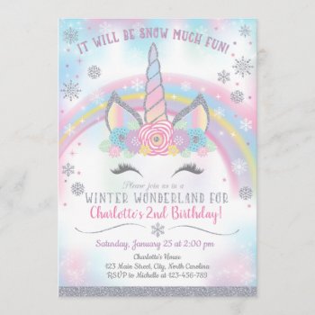 Winter Wonderland Unicorn Birthday Invitation by YourMainEvent at Zazzle