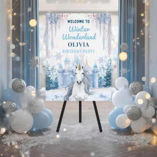 Winter Wonderland Unicorn Birthday Welcome Foam Board