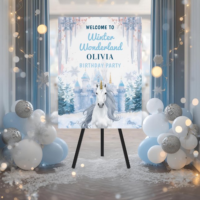 Winter Wonderland Unicorn Birthday Welcome Foam Board (Creator Uploaded)