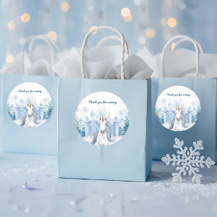 Winter Wonderland Unicorn Thank You Classic Round Sticker