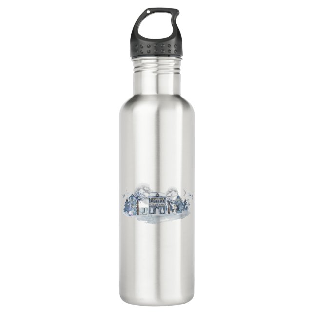 Winter Wonderland Village Stainless Steel Water Bottle (Front)