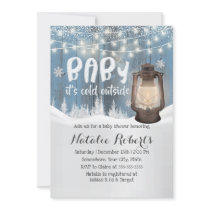 Winter Wonderland Vintage Lantern Baby Shower Invitation