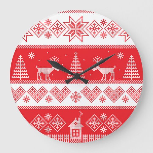 Winter Wonderland Vintage Seamless Design Large Clock