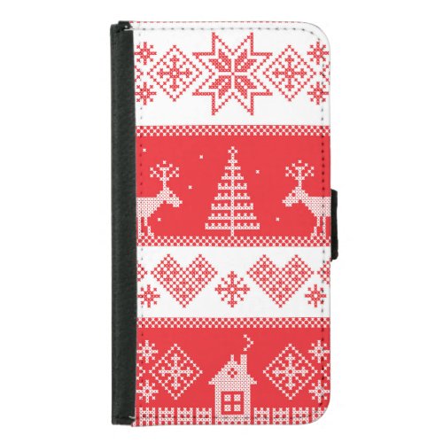 Winter Wonderland Vintage Seamless Design Samsung Galaxy S5 Wallet Case