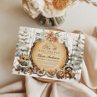 Winter Wonderland Watercolor Animals Baby Shower Invitation