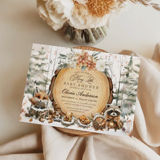 Winter Wonderland Watercolor Animals Baby Shower Invitation (Creator Uploaded)