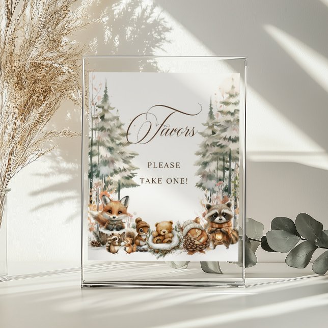 Winter Wonderland Watercolor Animals Favors Sign (Creator Uploaded)