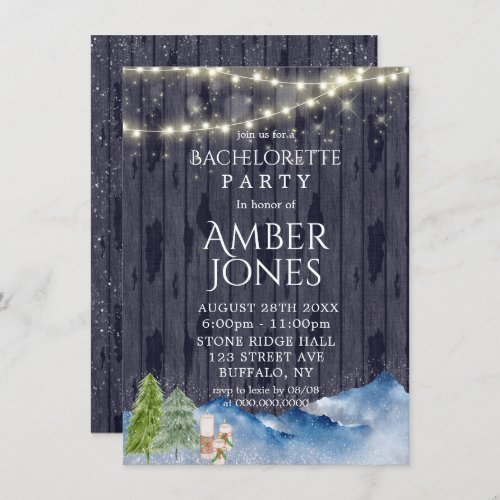 Winter Wonderland  Watercolor Bachelorette Party Invitation